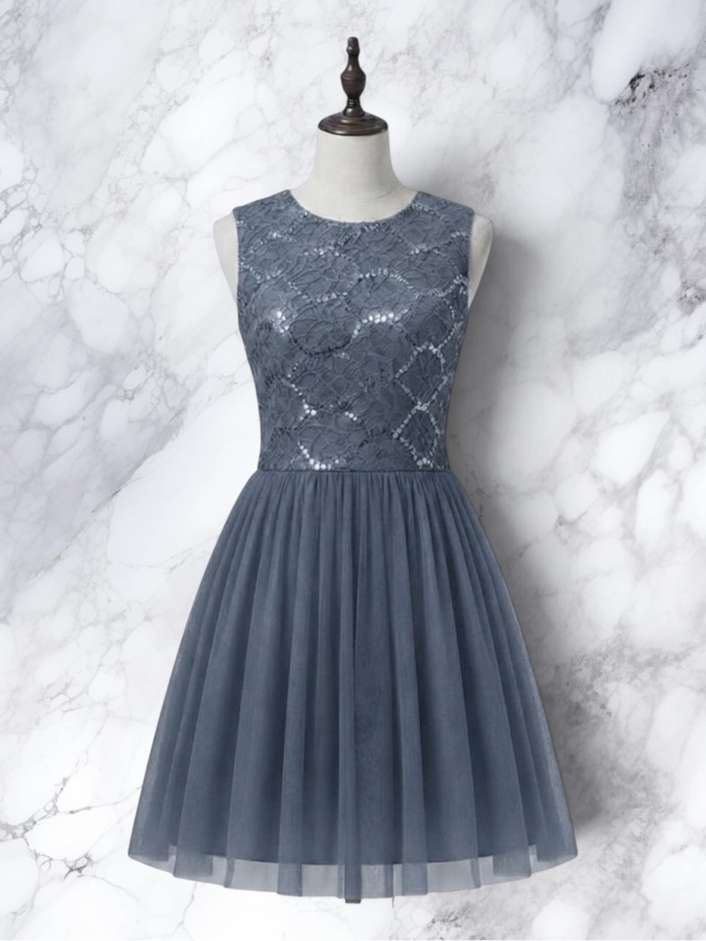 Speechless Dress Blue Fit & Flare Sequin Lace Tulle Overlay Coquette Glam 11 NWT
